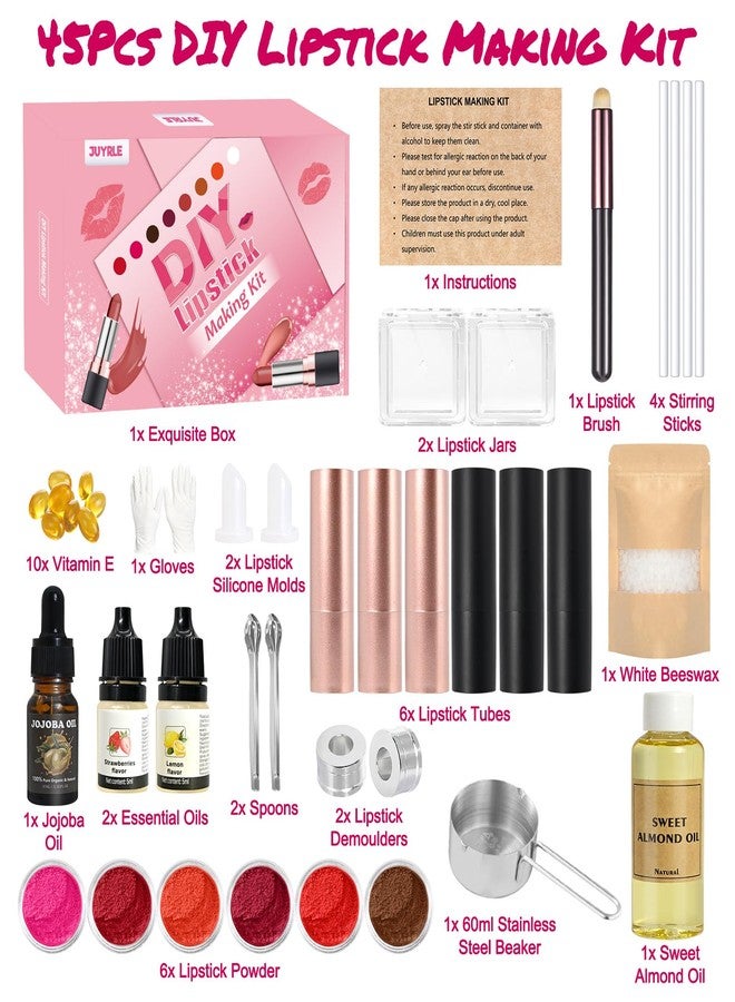 JUYRLE DIY Lipstick Making Kit- Natural Beeswax Based Lip Gloss & Matte Lip Gloss Making Kit, Craft Long-Lasting Matte & Velvet Lipsticks, Christmas Makeup Gift for Women, Girls & Beginners - Image 2